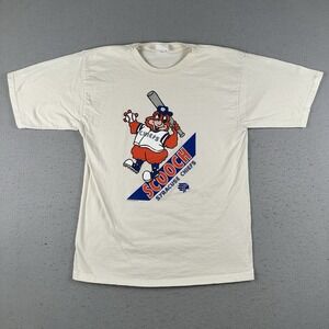 Vintage 90s Syracuse Chiefs Scooch Shirt Men's XL White Mascot Baseball 1992
